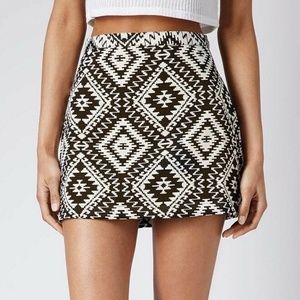 TOPSHOP Black White Monochrome Aztec Woven